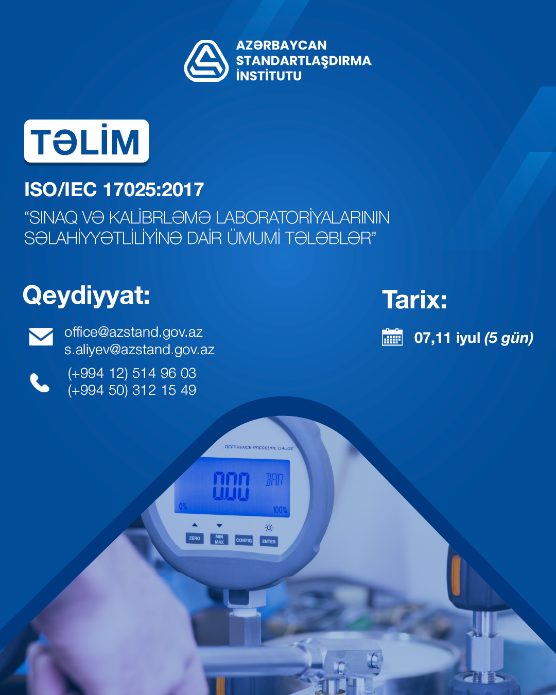 AZSTAND-da ISO/IEC 17025:2017 standartına dair təlimlər keçiriləcək